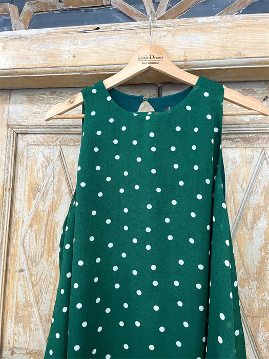 ПЛАТЬЕ "КРАСОТКА" без рукавов (из вискозного шифона в ГОРОШЕК, на подкладке) - фото 34998