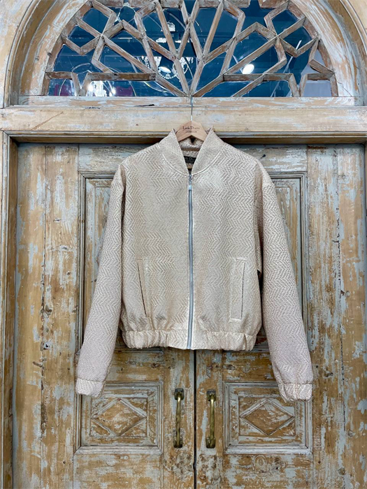 КУРТКА-БОМБЕР oversize, короткий (из золотого жаккарда) - фото 35314