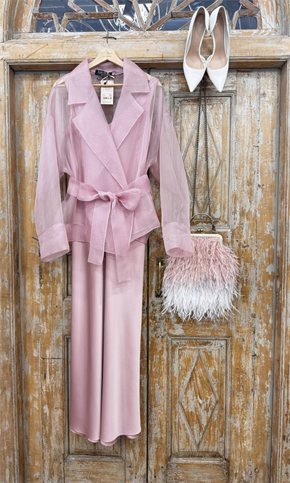 ПЛАТЬЕ КОМБИНАЦИЯ приталенное (D-100, двустороннее, двойное, на широких бретелях, из мягкого атласа), ПЫЛЬНАЯ-РОЗА - фото 37956