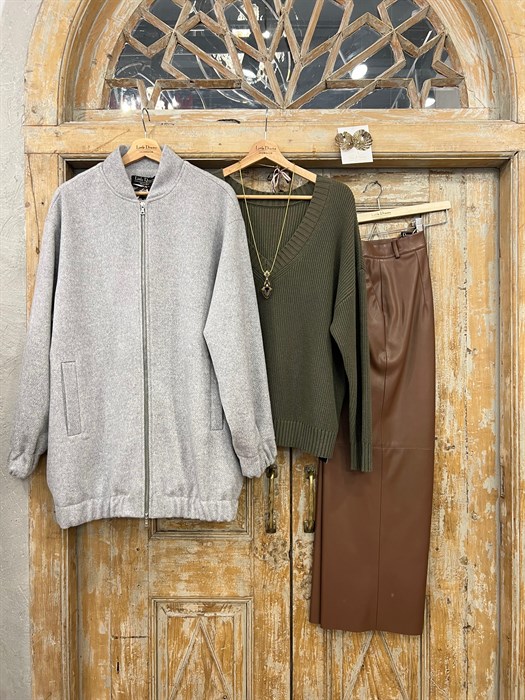 КУРТКА-БОМБЕР oversize (из премиальной шерсти в елочку) - фото 38143