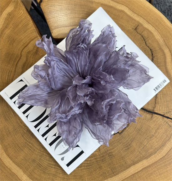 БРОШЬ-ЧОКЕР, ЦВЕТОК "ПИОН" среднего размера (ПЫЛЬНО-СИРЕНЕВЫЙ) - фото 38150