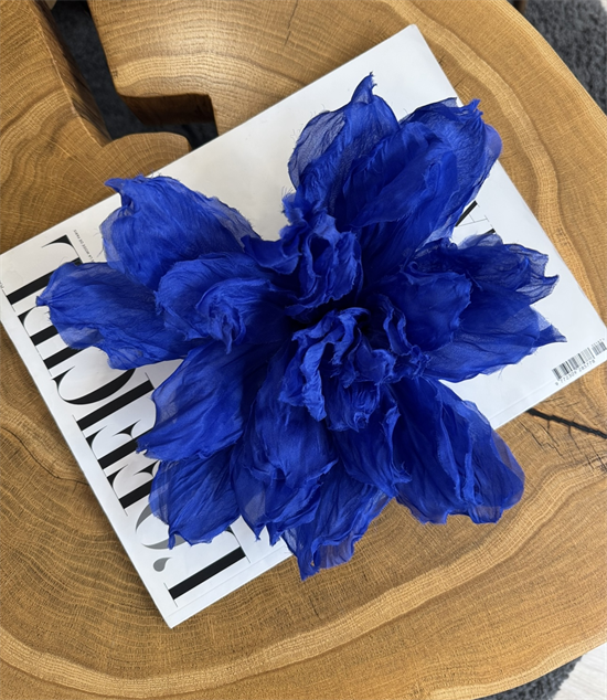 БРОШЬ-ЧОКЕР, ЦВЕТОК "ПИОН" среднего размера (ЯРКО-СИНИЙ) - фото 38160