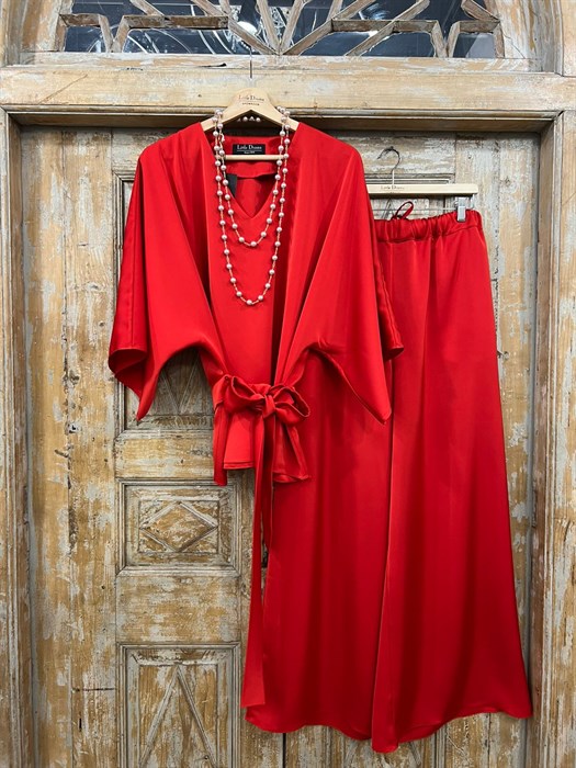 БРЮКИ ШИРОКИЕ односторонние, свободные, на мягкой резинке, OneSize, из атласа DUO Shine - фото 38277