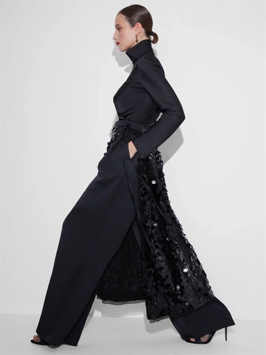 ЮБКА-карандаш на завязке, D-90, из пайеток "МОНЕТКИ" (ЧЕРНЫЕ) - фото 38958