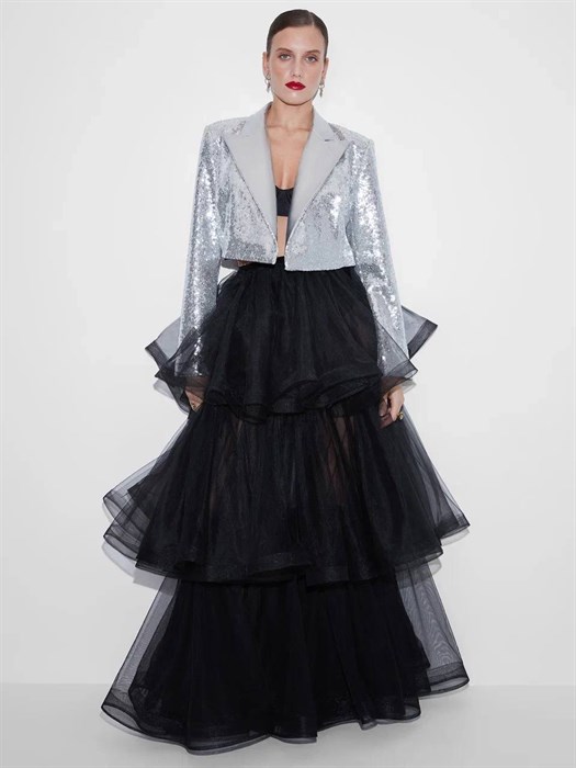 ЮБКА "ИДА", в пол, трехъярусная пышная, без подкладки (из черного фатина) - фото 39105