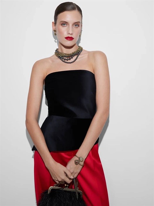 БЮСТЬЕ с БАСКОЙ наискосок (из плотного бархата) - фото 39424