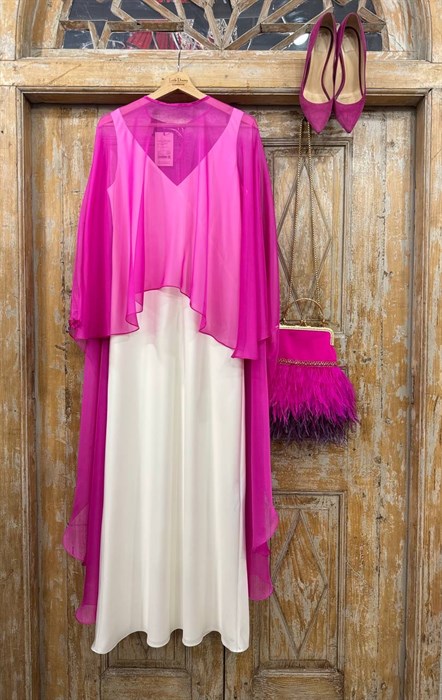 БЛУЗКА-накидка в пол из легкого шифона (ФУКСИЯ) - фото 39727