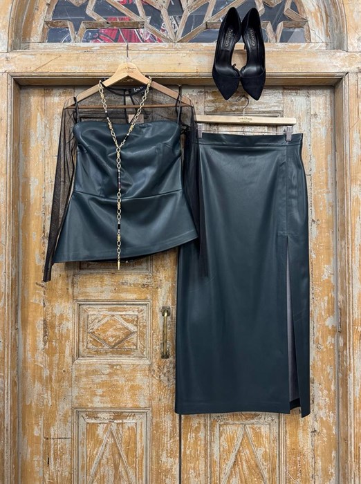 БЮСТЬЕ с БАСКОЙ наискосок (из ЭКО-кожи) - фото 39743