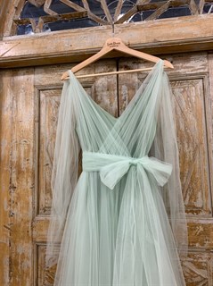 ПЛАТЬЕ вечернее - SWAN - миди, из фатина на завязках, юбка солнце, с комбинацией - фото 11718