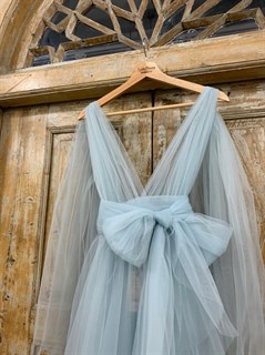 ПЛАТЬЕ вечернее - SWAN - миди, из фатина на завязках, юбка солнце, с комбинацией - фото 11725