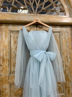 ПЛАТЬЕ вечернее - SWAN - миди, из фатина на завязках, юбка солнце, с комбинацией - фото 11729