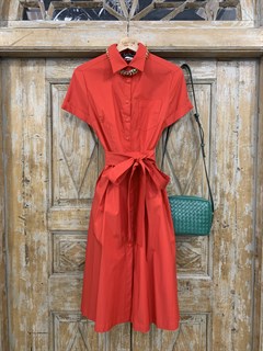 ПЛАТЬЕ-РУБАШКА с рубашечным воротником и юбкой со складками (67 см длина) - фото 17016