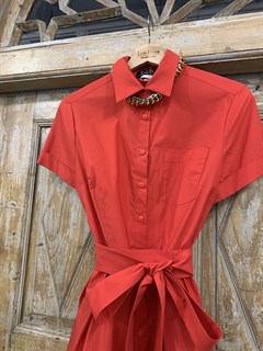 ПЛАТЬЕ-РУБАШКА с рубашечным воротником и юбкой со складками (67 см длина) - фото 17018
