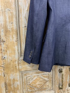 ЖАКЕТ Двубортный приталенный с воротником "Острая ласточка" (из джинса) - фото 20353