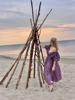 ПЛАТЬЕ свободное миди с пышными рукавами RESORT (итальянский хлопок в принт) - фото 21480