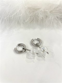 СЕРЬГИ, кольцо с стеклянным шаром  by SMYKOVA (15 мм) - фото 24665
