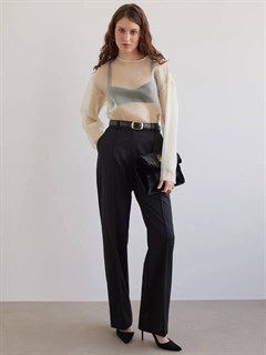 БЛУЗКА из органзы, минималистичная с круглым вырезом (сливочно-желтый) - фото 37593