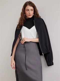 КУРТКА-БОМБЕР oversize, короткий (из плотной шерсти в рубчик)