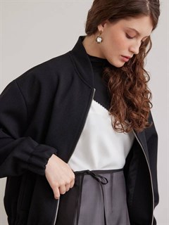 КУРТКА-БОМБЕР oversize, короткий (из плотной шерсти в рубчик) - фото 37608
