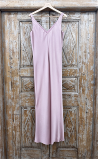 ПЛАТЬЕ КОМБИНАЦИЯ приталенное (D-100, двустороннее, двойное, на широких бретелях, из мягкого атласа), ПЫЛЬНАЯ-РОЗА - фото 37957