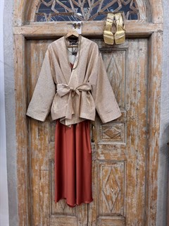 ПЛАТЬЕ КОМБИНАЦИЯ приталенное (D-100, двустороннее, двойное, на широких бретелях, из мягкого атласа), ТЕРРАКОТ - фото 37973