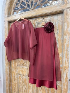 БРОШЬ-ЧОКЕР, ЦВЕТОК "РАНУНКУЛЮС" среднего размера (БОРДО) - фото 38081