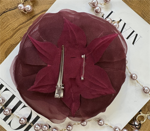 БРОШЬ-ЧОКЕР, ЦВЕТОК "РАНУНКУЛЮС" среднего размера (БОРДО) - фото 38085