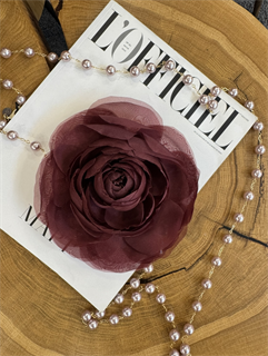 БРОШЬ-ЧОКЕР, ЦВЕТОК "РАНУНКУЛЮС" среднего размера (БОРДО) - фото 38086