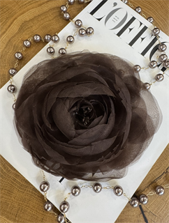 БРОШЬ-ЧОКЕР, ЦВЕТОК "РАНУНКУЛЮС" среднего размера (ШОКОЛАД) - фото 38095