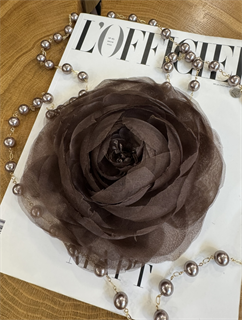 БРОШЬ-ЧОКЕР, ЦВЕТОК "РАНУНКУЛЮС" среднего размера (ШОКОЛАД) - фото 38097