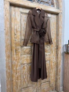 БРОШЬ-ЧОКЕР, ЦВЕТОК "РАНУНКУЛЮС" среднего размера (ШОКОЛАД) - фото 38099