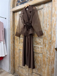 БРОШЬ-ЧОКЕР, ЦВЕТОК "РАНУНКУЛЮС" среднего размера (ШОКОЛАД) - фото 38101