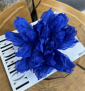 БРОШЬ-ЧОКЕР, ЦВЕТОК "ПИОН" среднего размера (ЯРКО-СИНИЙ) - фото 38159