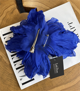 БРОШЬ-ЧОКЕР, ЦВЕТОК "ПИОН" среднего размера (ЯРКО-СИНИЙ) - фото 38161