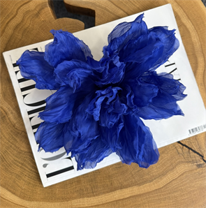 БРОШЬ-ЧОКЕР, ЦВЕТОК "ПИОН" среднего размера (ЯРКО-СИНИЙ) - фото 38162