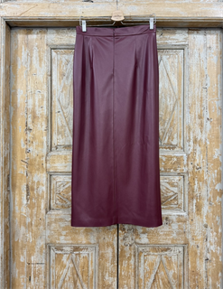 ЮБКА карандаш миди с разрезом (из ЭКО-кожи на замше, МАРСАЛА) - фото 38172