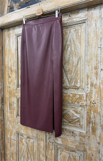 ЮБКА карандаш миди с разрезом (из ЭКО-кожи на замше, МАРСАЛА) - фото 38173