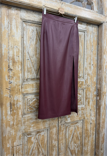 ЮБКА карандаш миди с разрезом (из ЭКО-кожи на замше, МАРСАЛА) - фото 38174