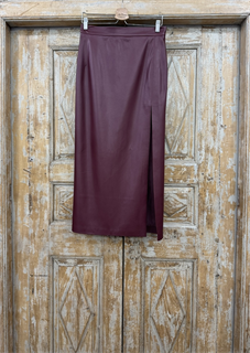 ЮБКА карандаш миди с разрезом (из ЭКО-кожи на замше, МАРСАЛА) - фото 38175