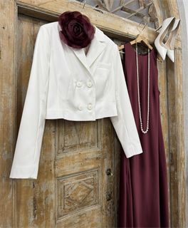 ЖАКЕТ двубортный ультракороткий (из полушерсти, белый\IVORY) - фото 38189