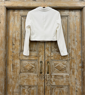 ЖАКЕТ двубортный ультракороткий (из полушерсти, белый\IVORY) - фото 38190