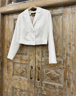 ЖАКЕТ двубортный ультракороткий (из полушерсти, белый\IVORY) - фото 38191