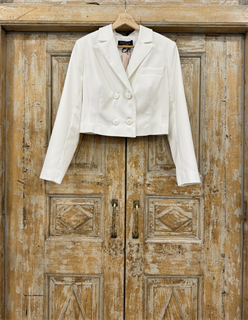 ЖАКЕТ двубортный ультракороткий (из полушерсти, белый\IVORY) - фото 38193