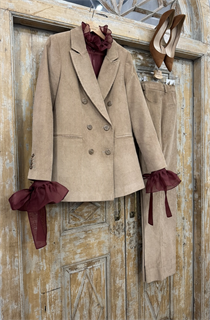 БРЮКИ ШИРОКИЕ ПРЯМЫЕ в ПОЛ  с высокой талией и накладными карманами (вельвет) - фото 38194