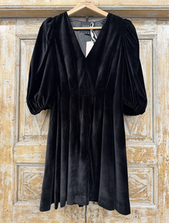 ПЛАТЬЕ мини с V-вырезом, рукавами буфами, складками по талии (из бархата Elle Saab) - фото 38280