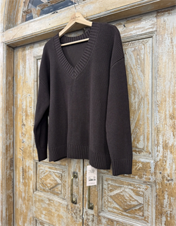 ДЖЕМПЕР двусторонний (V-образный и круглый вырез)  из хлопка, ШОКОЛАДНЫЙ - фото 38286