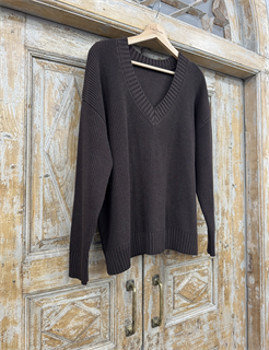 ДЖЕМПЕР двусторонний (V-образный и круглый вырез)  из хлопка, ШОКОЛАДНЫЙ - фото 38287