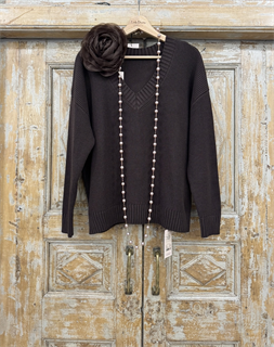 ДЖЕМПЕР двусторонний (V-образный и круглый вырез)  из хлопка, ШОКОЛАДНЫЙ - фото 38289