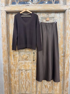 ДЖЕМПЕР двусторонний (V-образный и круглый вырез)  из хлопка, ШОКОЛАДНЫЙ - фото 38290