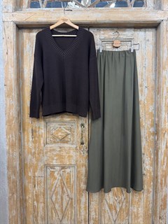 ДЖЕМПЕР двусторонний (V-образный и круглый вырез)  из хлопка, ШОКОЛАДНЫЙ - фото 38291